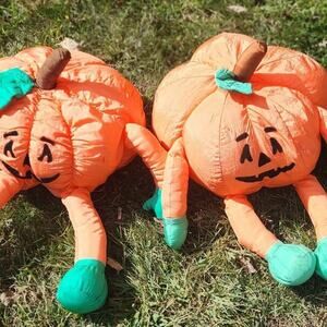 Halloween Plush Pumpkin - International Silver Co - Nylon Decorative Stuffed 90s